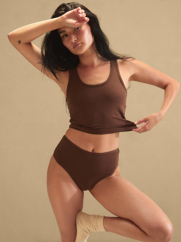 Organic Comfort Crop Tank-Intimates-MATE the Label-ESPRESSO-XS-MATE the Label