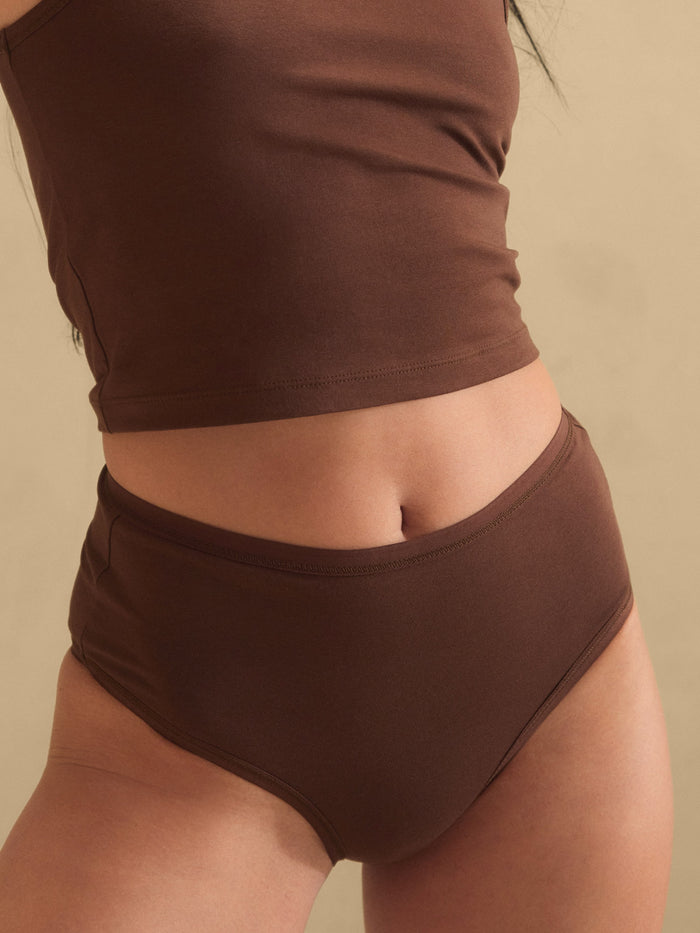 Organic Comfort High Waist Brief-Intimates-MATE the Label-ESPRESSO-XS-MATE the Label