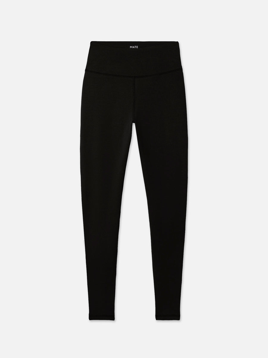 Organic Stretch Full Length Legging in Jet Black — flat lay product photo