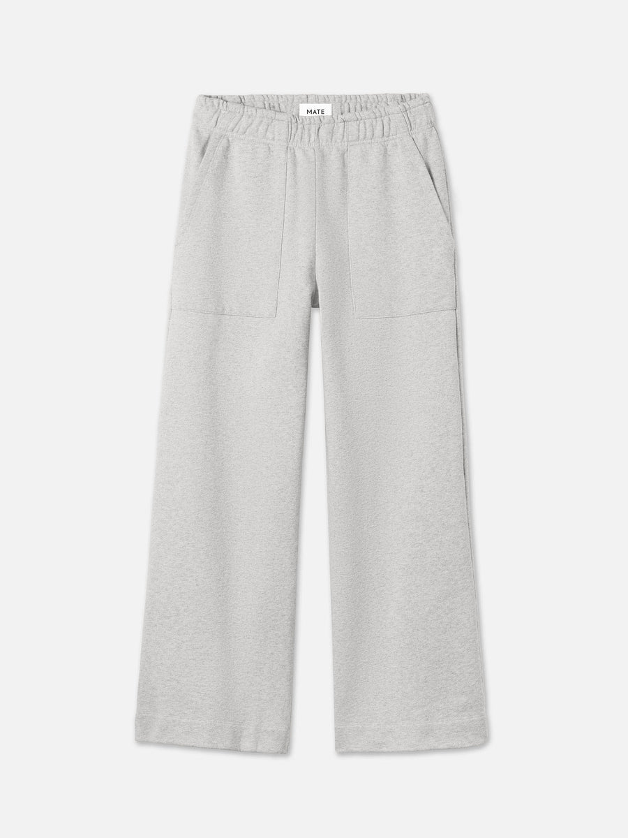 Organic Fleece Wide Leg Pant-Sweatpants-MATE the Label-HEATHER GREY-XS-MATE the Label