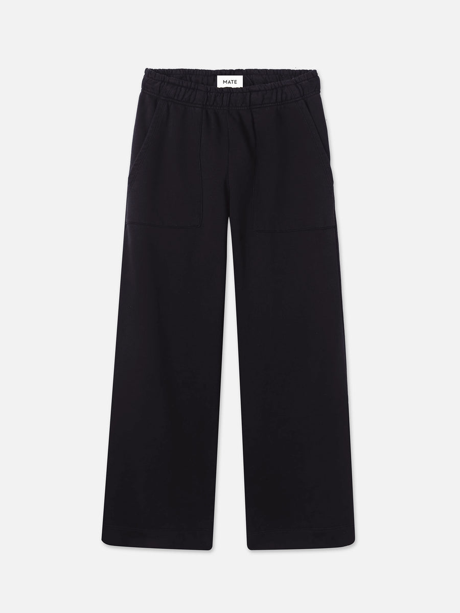 Organic Fleece Wide Leg Pant-Sweatpants-MATE the Label-JET BLACK-XS-MATE the Label