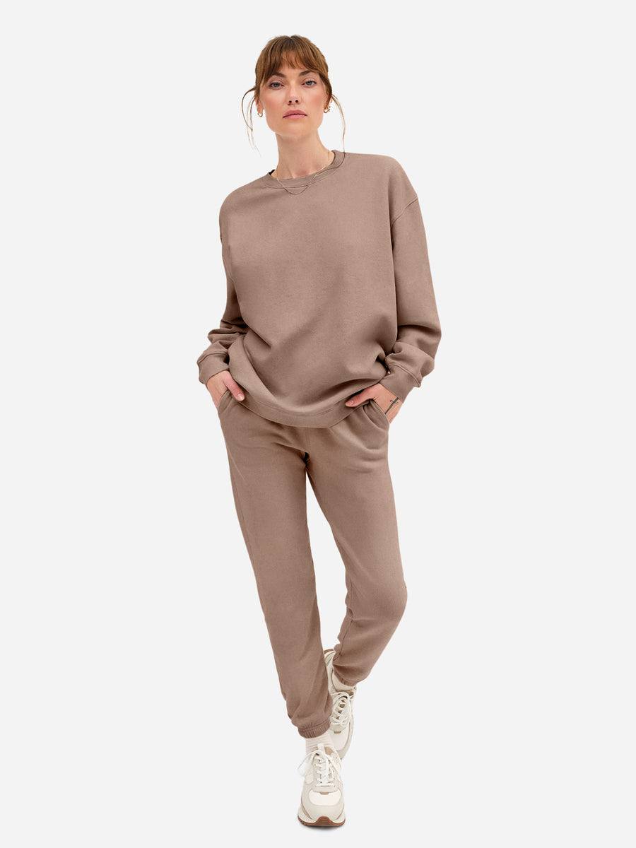 Organic Fleece Relaxed Pocket Sweatpant-Sweatpants-MATE the Label-MUSHROOM-XS-MATE the Label