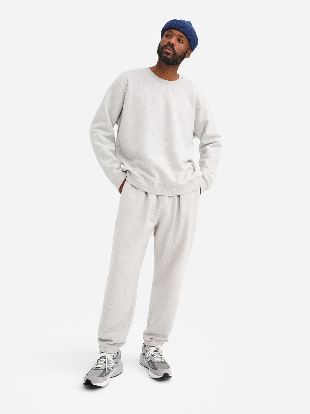Men's Organic Fleece Crew Neck Sweatshirt-Sweatshirts-MATE the Label-HEATHER GREY-S-MATE the Label