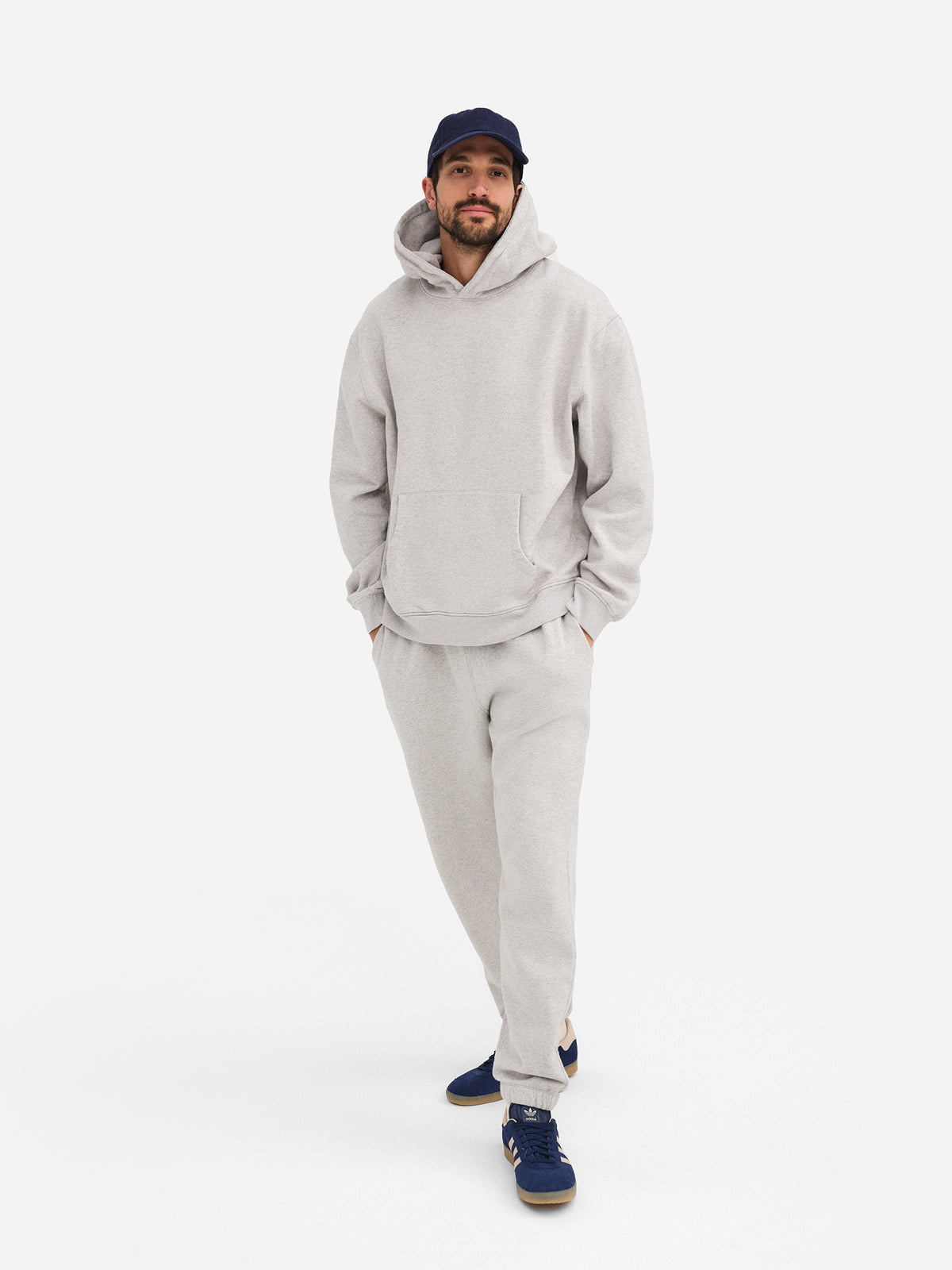 Men's Organic Fleece Hoodie-Sweatshirts-MATE the Label-HEATHER GREY-S-MATE the Label