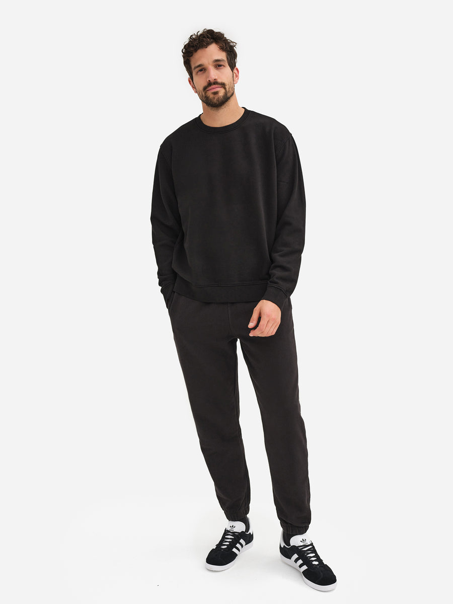 Men's Organic Fleece Crew Neck Sweatshirt-Sweatshirts-MATE the Label-JET BLACK-S-MATE the Label