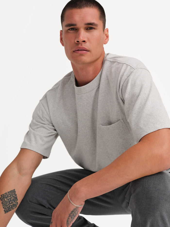 Men's Organic Heavyweight Cotton Relaxed Tee-Tees-MATE the Label-HEATHER GREY-S-MATE the Label