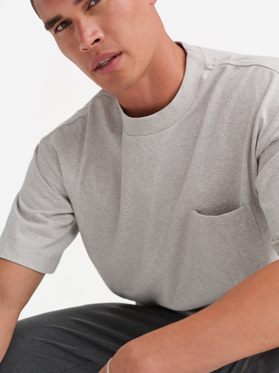 Men's Organic Heavyweight Cotton Relaxed Tee-Tees-MATE the Label-HEATHER GREY-S-MATE the Label