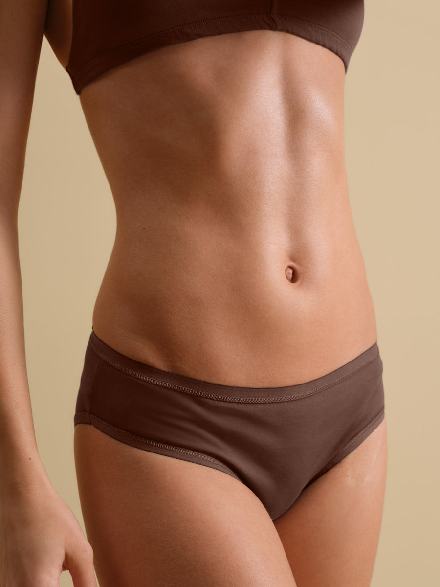 Organic Comfort Mid Rise Bikini 3 Pack-Intimates-MATE the Label-BONE SAND ESPRESSO-XS-MATE the Label