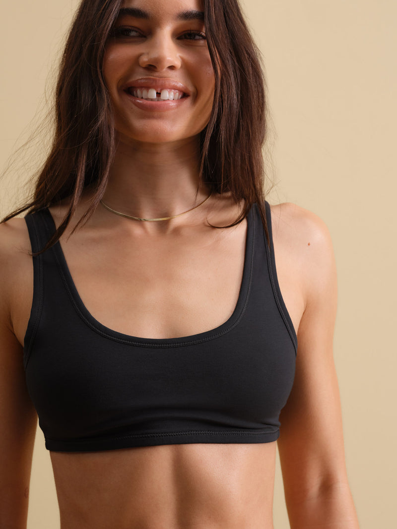 Organic Comfort Scoop Bralette-Intimates-MATE the Label-JET BLACK-XS-MATE the Label
