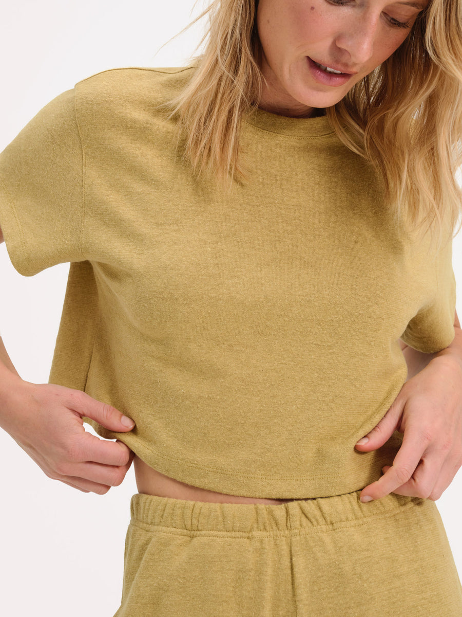 Regenerative Hemp Relaxed Crop Tee-Tees-MATE the Label-FLAX-XS-MATE the Label