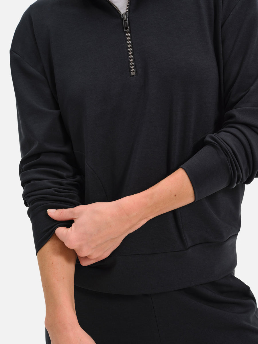 Seacell Tencel Quarter Zip Pullover-Sweatshirts-MATE the Label-JET BLACK-XS-MATE the Label