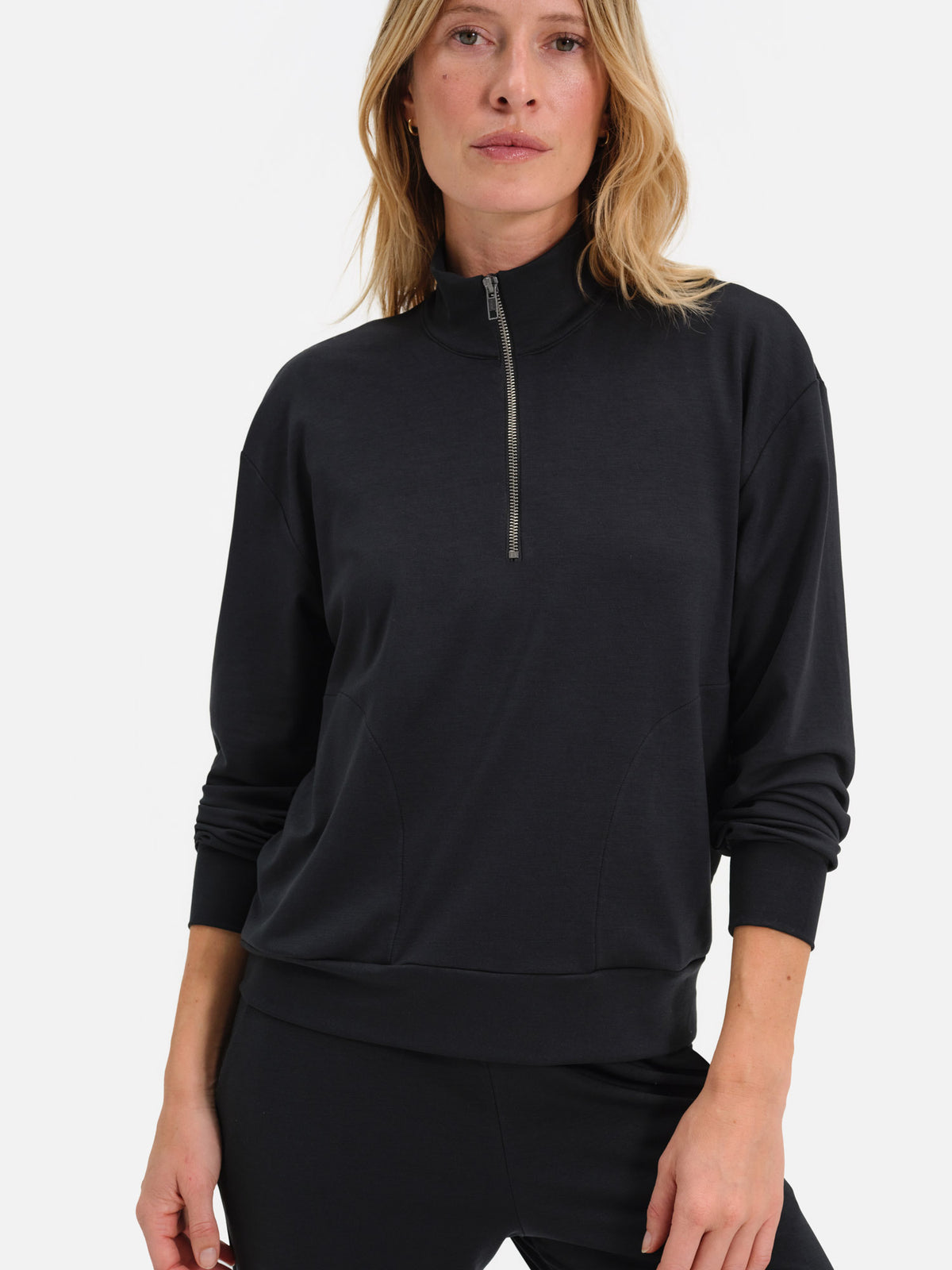 Seacell Tencel Quarter Zip Pullover-Sweatshirts-MATE the Label-JET BLACK-XS-MATE the Label