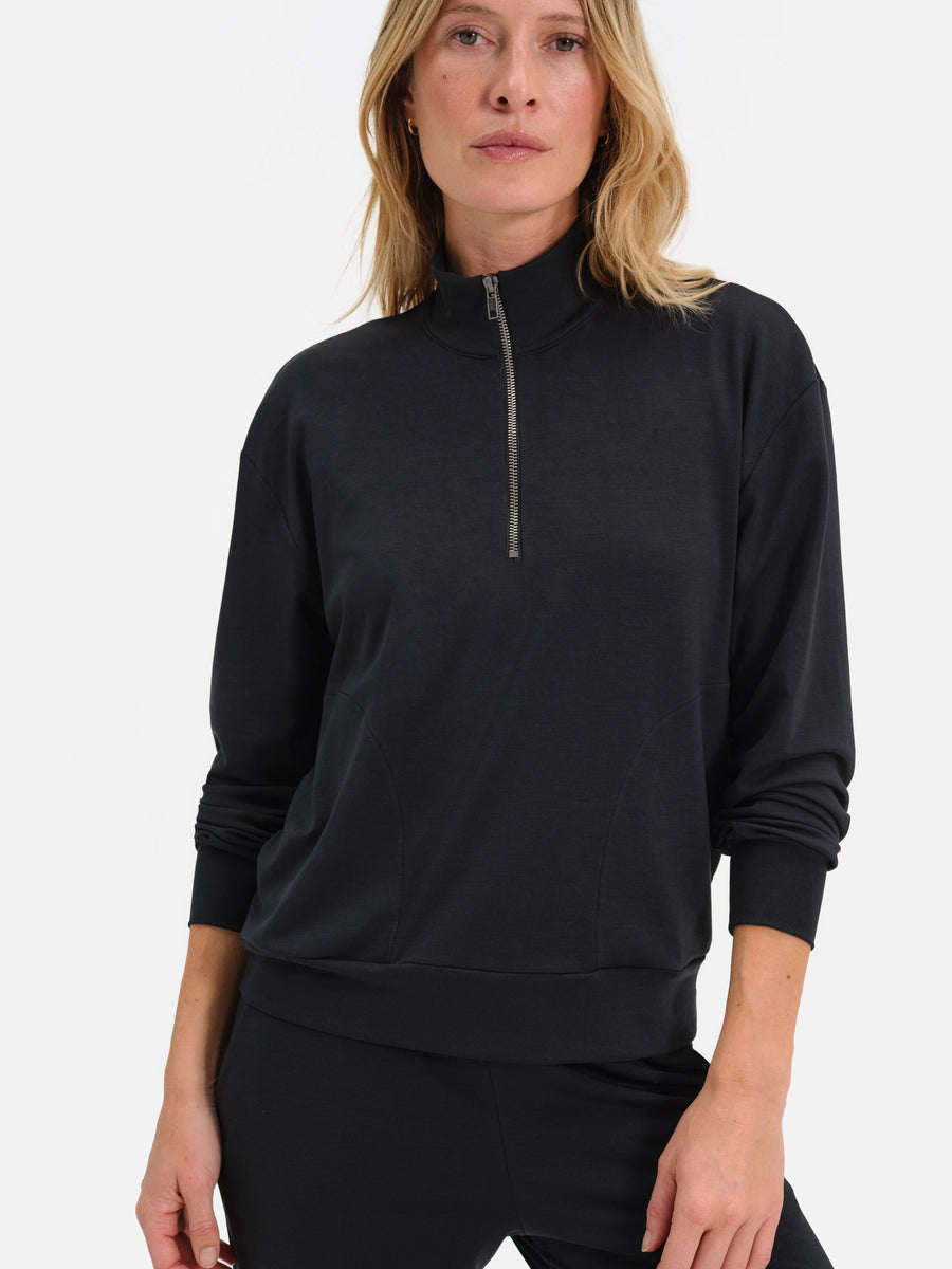 Seacell Tencel Quarter Zip Pullover-Sweatshirts-MATE the Label-JET BLACK-XS-MATE the Label