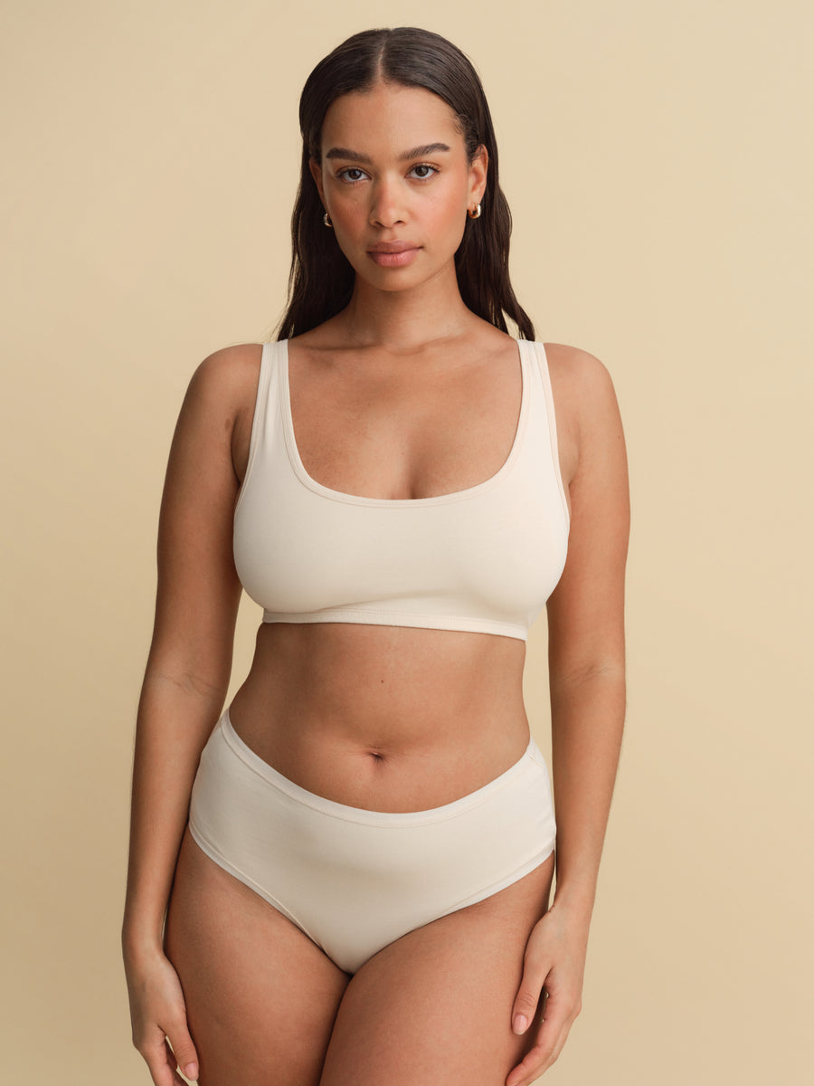 Organic Comfort Scoop Bralette-Intimates-MATE the Label-SAND-XS-MATE the Label