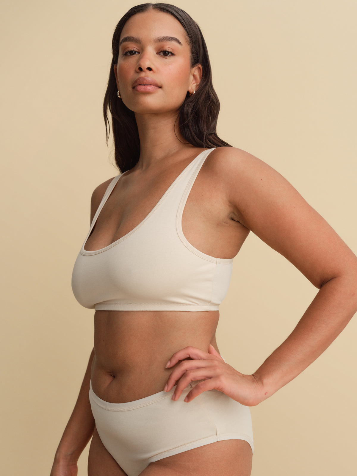 Organic Comfort Scoop Bralette-Intimates-MATE the Label-SAND-XS-MATE the Label