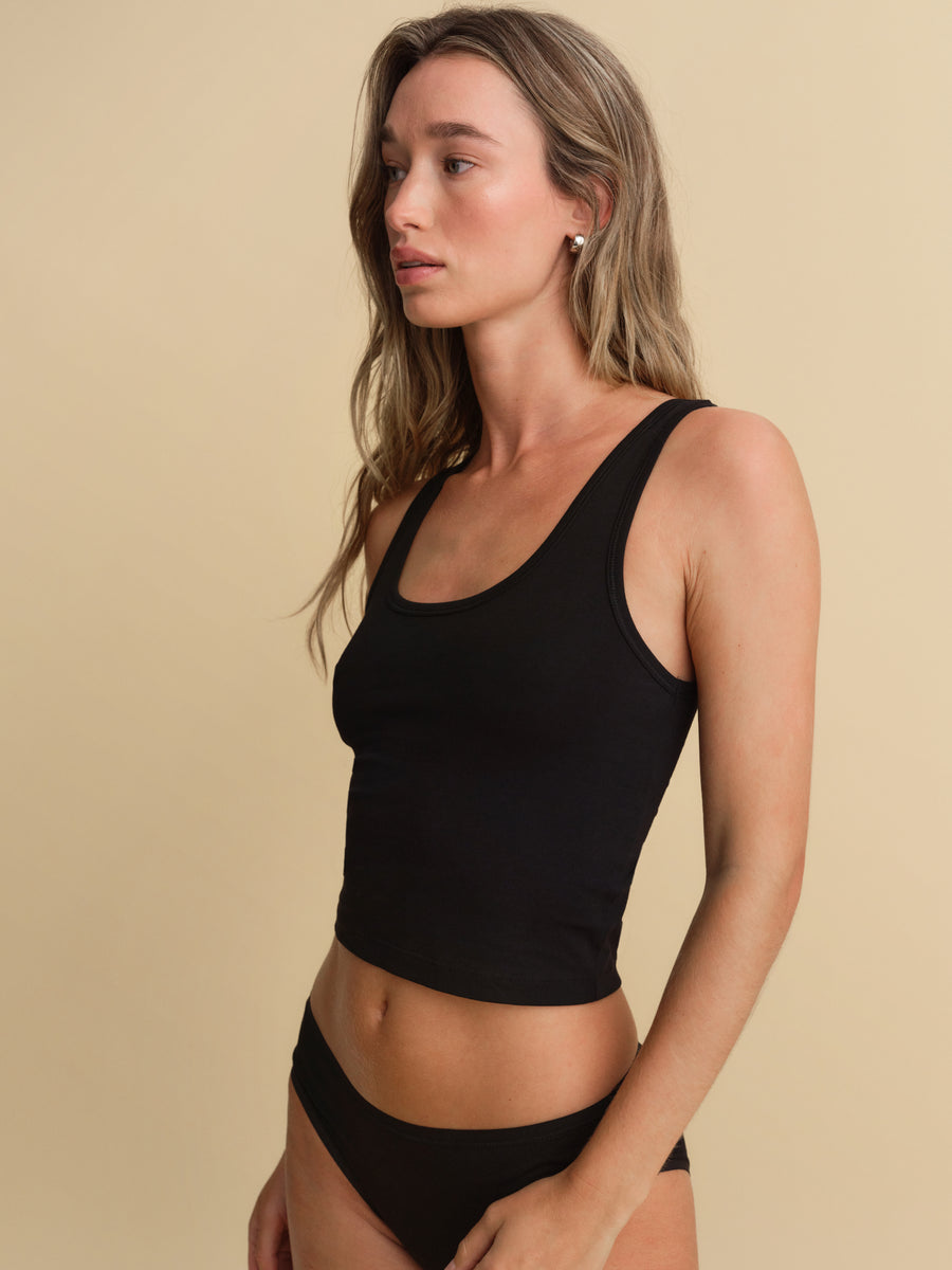 Organic Comfort Crop Tank-Intimates-MATE the Label-JET BLACK-XS-MATE the Label
