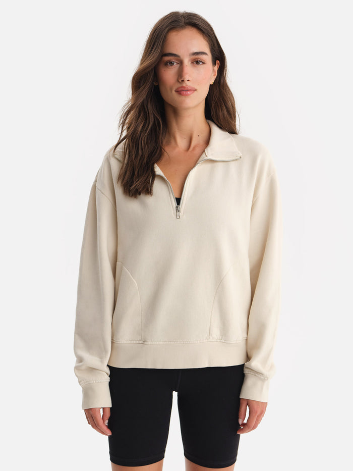 Organic Fleece Quarter Zip Sweatshirt-Sweatshirts-MATE the Label-BONE-XS-MATE the Label