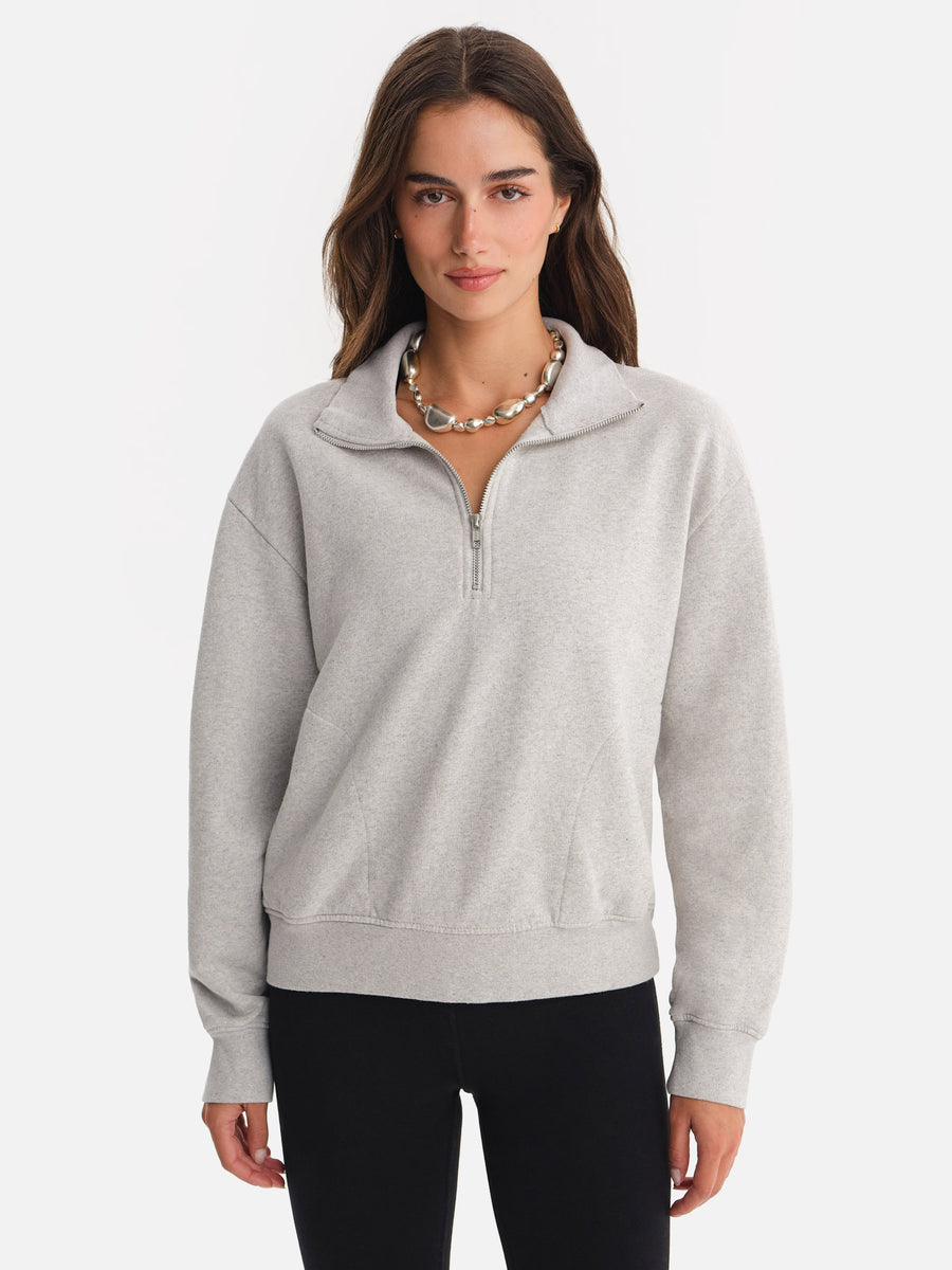 Organic Fleece Quarter Zip Sweatshirt-Sweatshirts-MATE the Label-HEATHER GREY-XS-MATE the Label