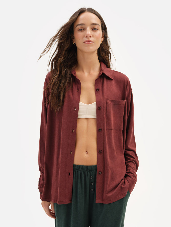 Tencel Sleep Button Down-Tops-MATE the Label-CACAO-XS-MATE the Label