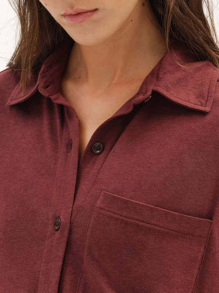 Tencel Sleep Button Down-Tops-MATE the Label-CACAO-XS-MATE the Label