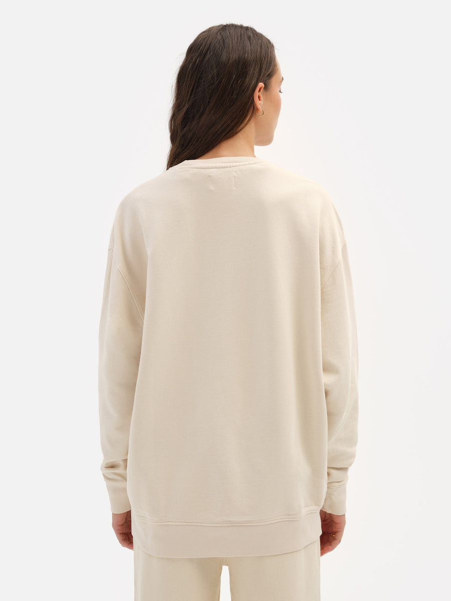 Organic Fleece Embroidered Oversized Sweatshirt-Sweatshirts-MATE the Label-BONE-CROISSANT-XS-MATE the Label