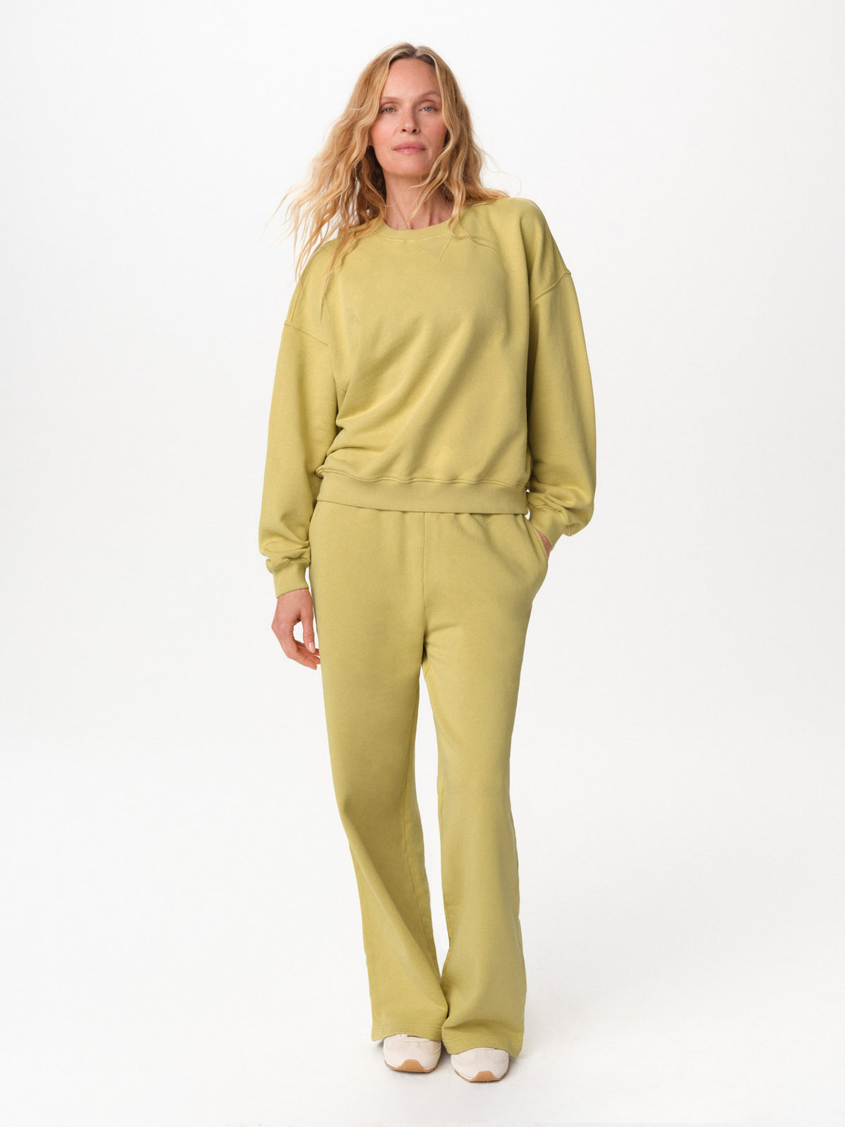 Organic Fleece Relaxed Crewneck Sweatshirt-Sweatshirts-MATE the Label-LEEK-XS-MATE the Label