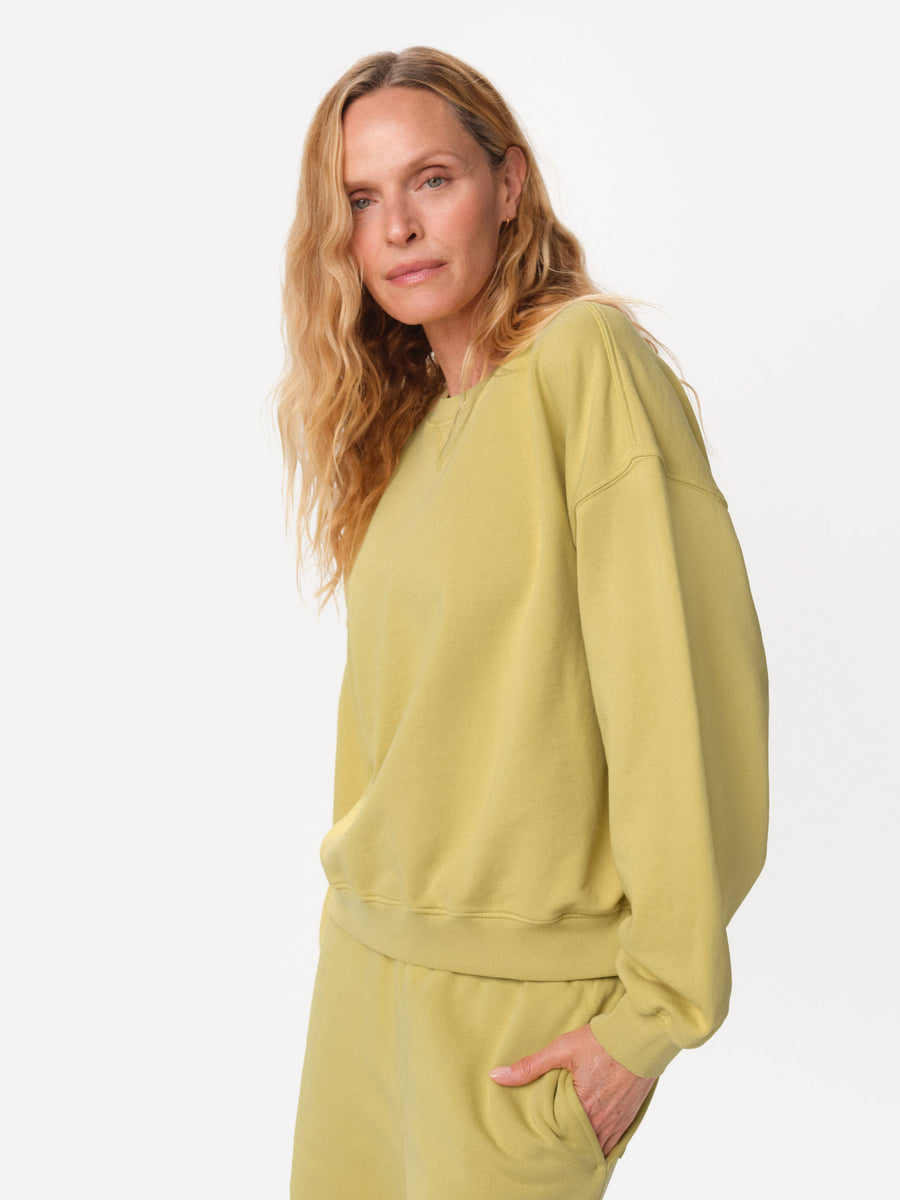 Organic Fleece Relaxed Crewneck Sweatshirt-Sweatshirts-MATE the Label-LEEK-XS-MATE the Label