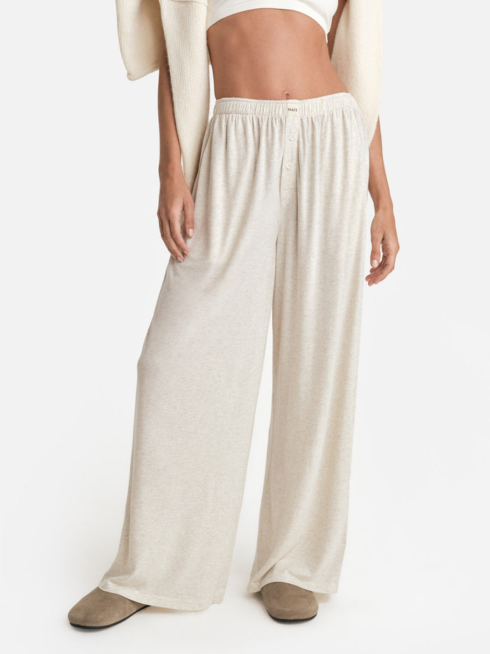 Tencel Sleep Wide Leg Pant-Sleep-MATE the Label-HEATHER OAT-XS-MATE the Label