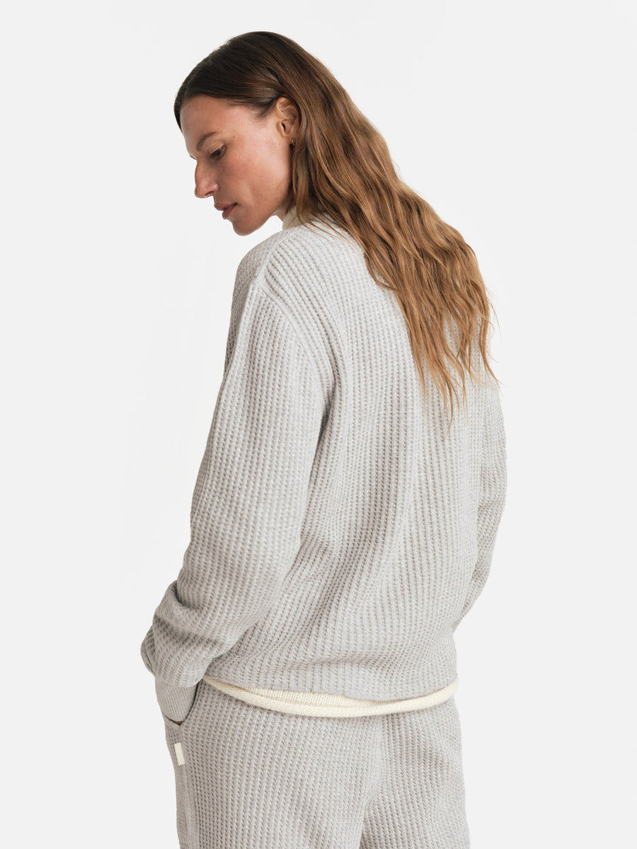Organic Waffle Crew Top-Sweatshirts-MATE the Label-HEATHER GREY-XS-MATE the Label
