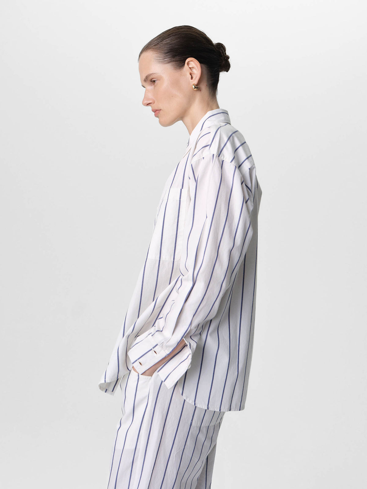 Organic Poplin Striped Long Sleeve Button Down-Tops-MATE the Label-PACIFIC STRIPE-XS-MATE the Label