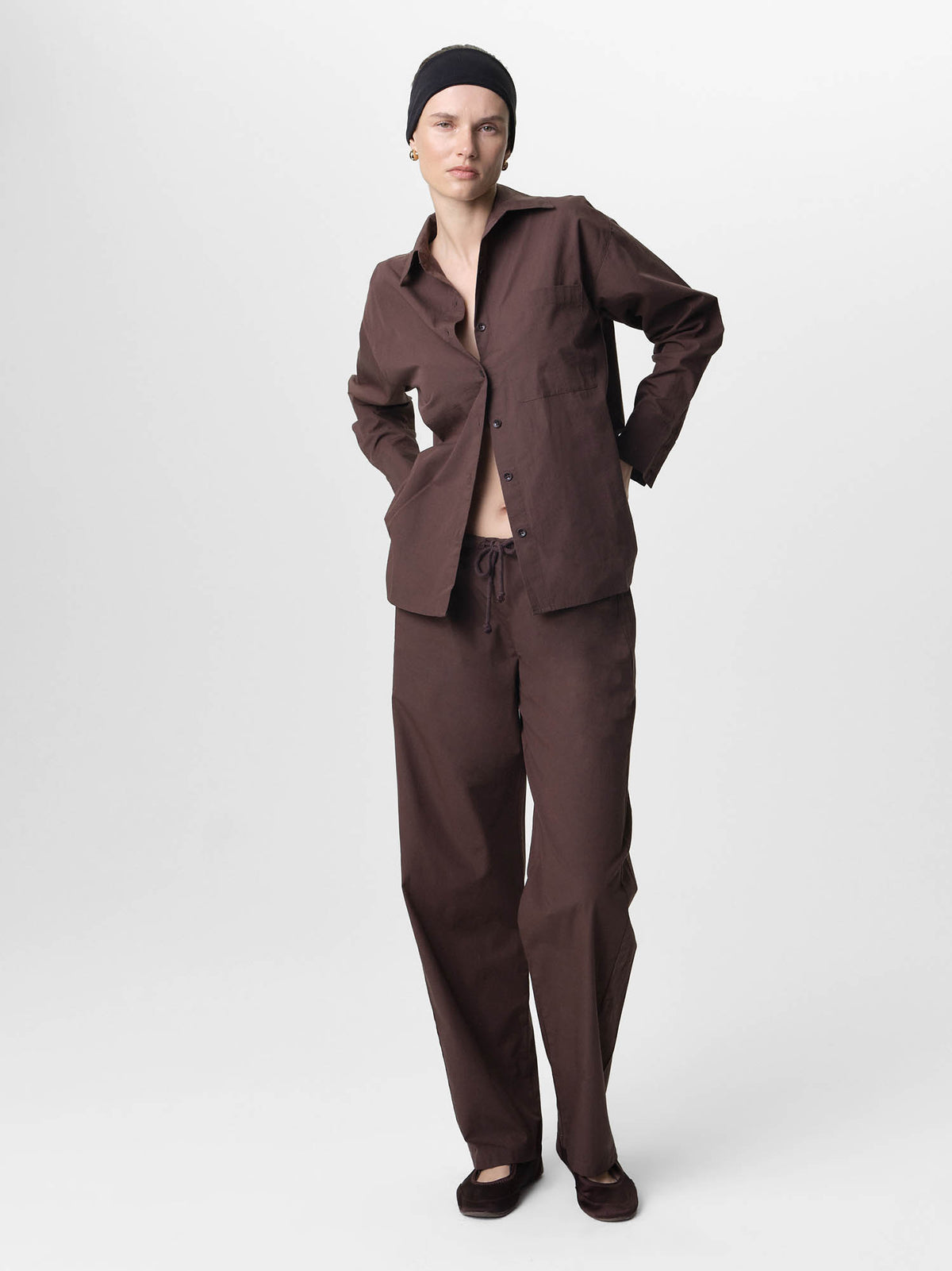 Organic Poplin Long Sleeve Button Down-Tops-MATE the Label-Java-XS-MATE the Label