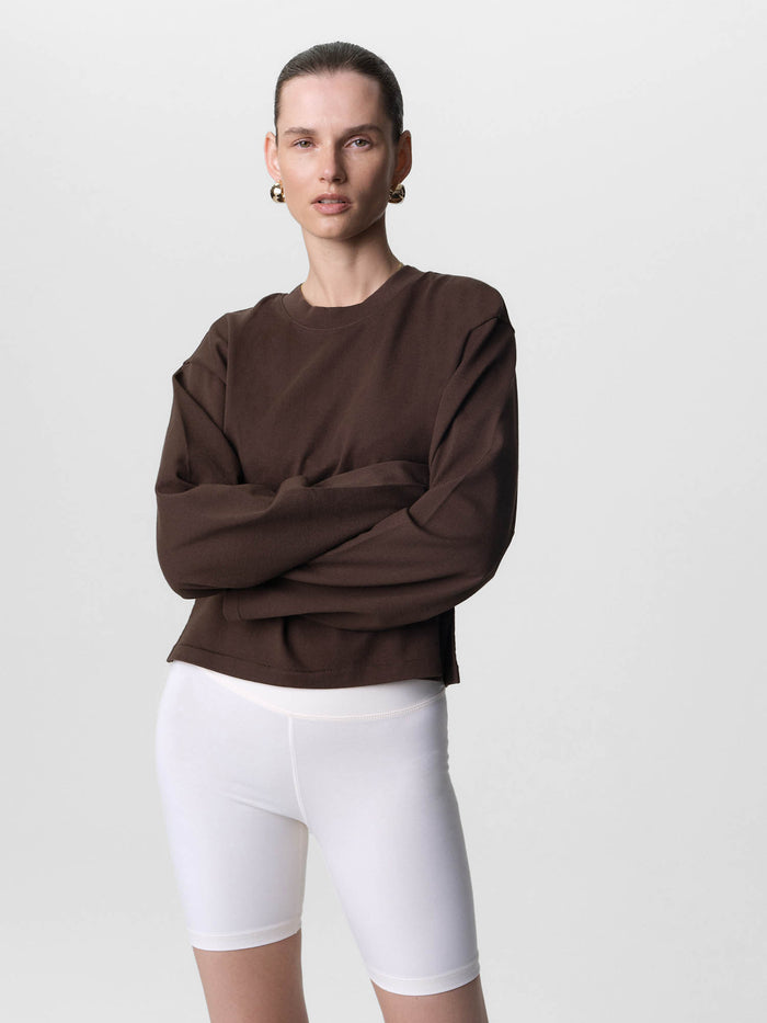 Organic Structured Cotton Long Sleeve Tee-Tees-MATE the Label-MOCHA-XS-MATE the Label
