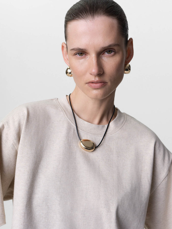 Organic Structured Cotton Cropped Tee-Tees-MATE the Label-HEATHER OAT-XS-MATE the Label