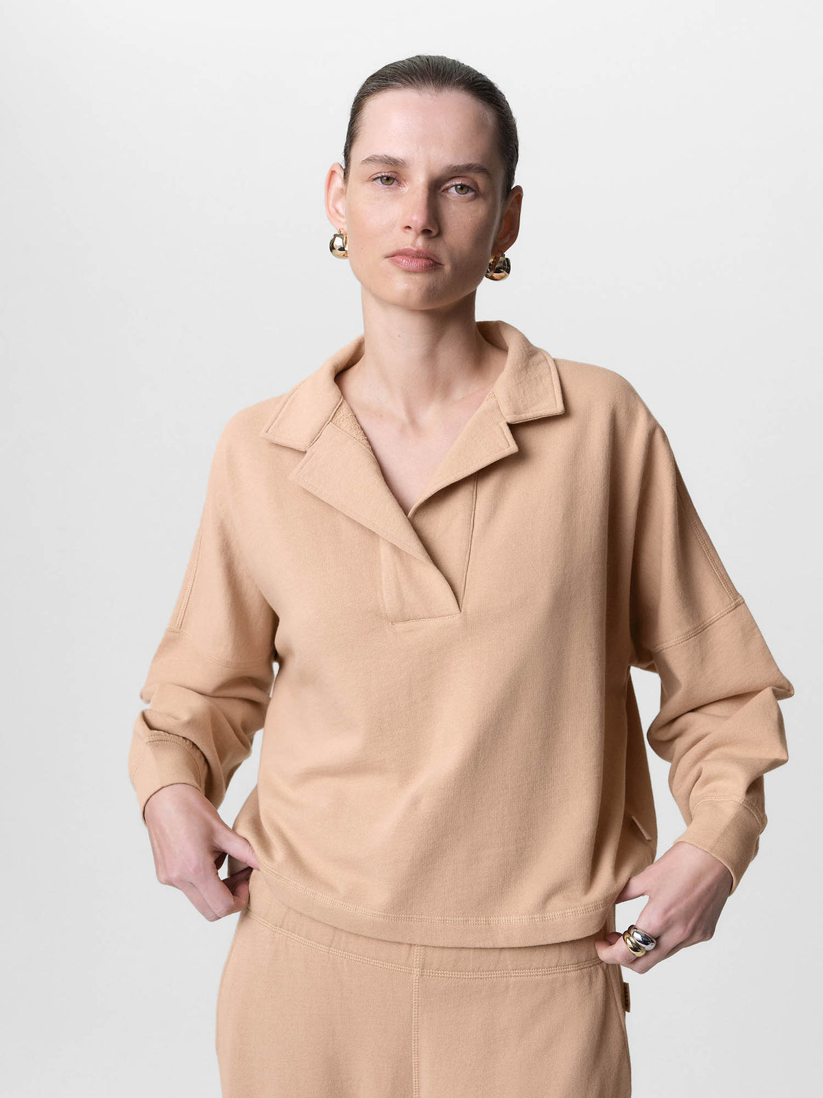 Organic Lightweight Terry Polo-Sweatshirts-MATE the Label-GINGER-XS-MATE the Label