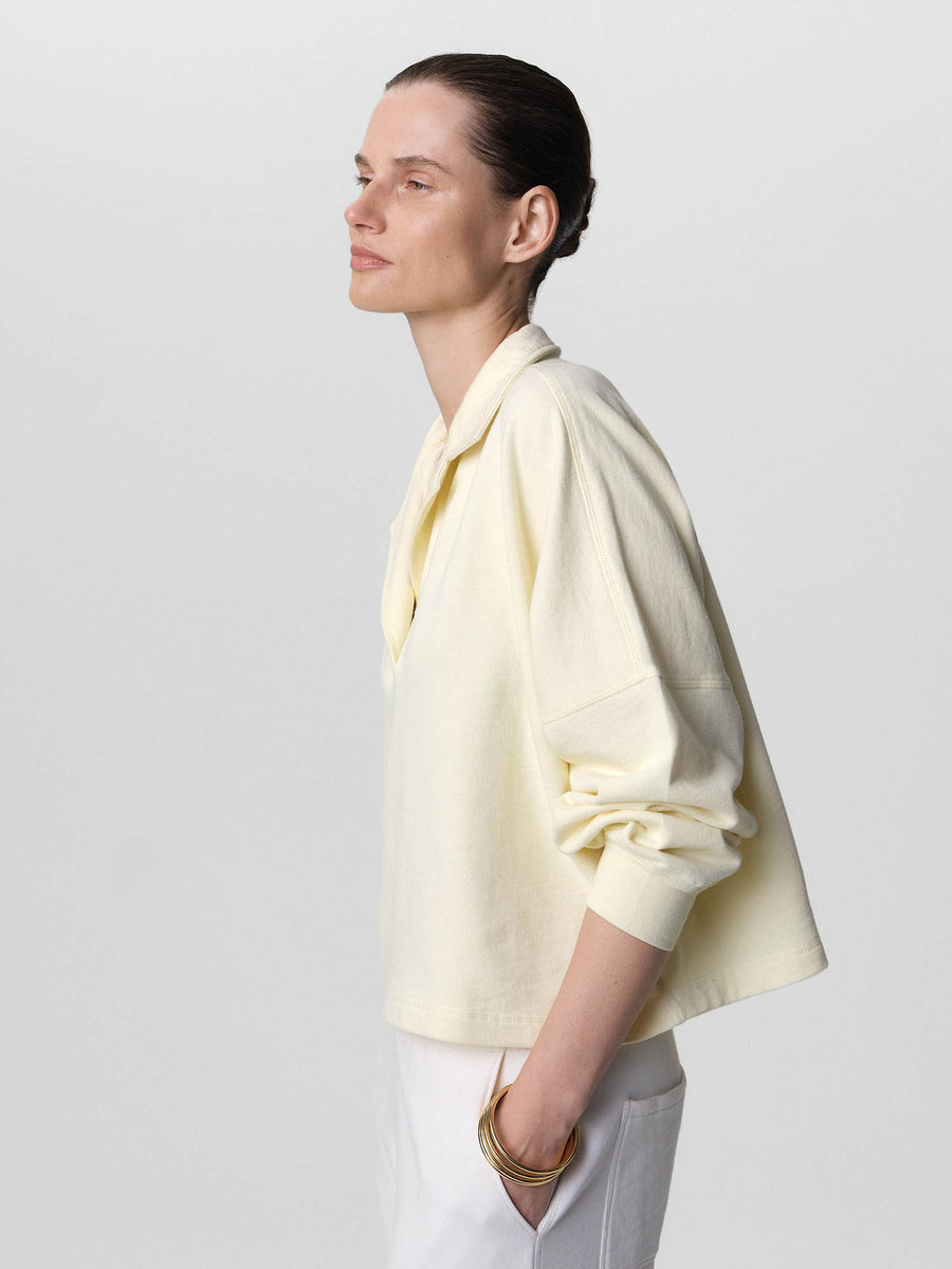 Organic Lightweight Terry Polo-Sweatshirts-MATE the Label-MERINGUE-XS-MATE the Label