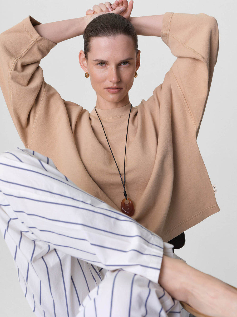 Organic Lightweight Terry Oversized Sweatshirt-Sweatshirts-MATE the Label-GINGER-XS-MATE the Label