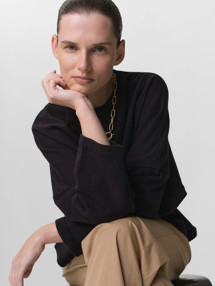 Organic Lightweight Terry Oversized Sweatshirt-Sweatshirts-MATE the Label-JET BLACK-XS-MATE the Label