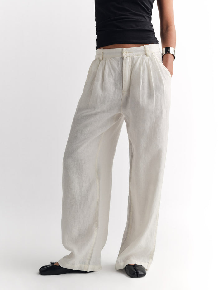 Organic Linen Pleated Pant-Pant-MATE the Label-BONE-XS-MATE the Label