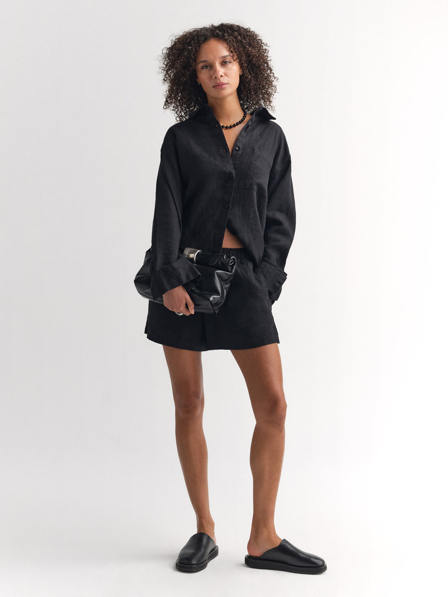 Organic Linen Short-Short-MATE the Label-JET BLACK-XS-MATE the Label
