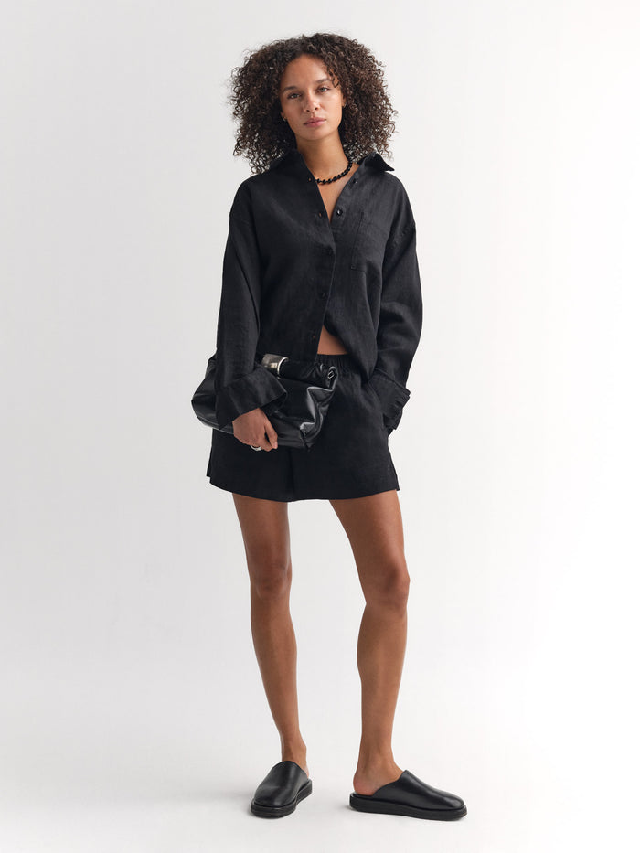 Organic Linen Short-Short-MATE the Label-JET BLACK-XS-MATE the Label