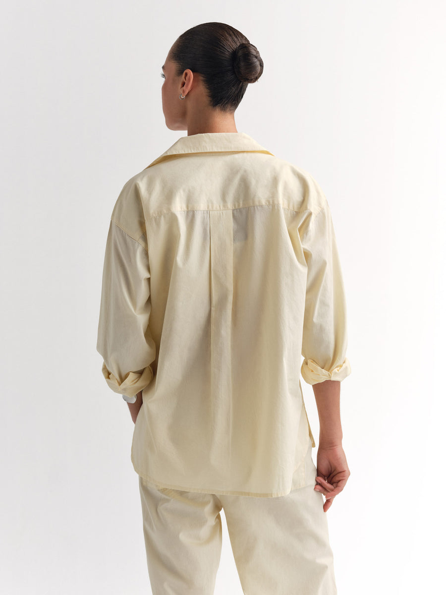 Organic Poplin Long Sleeve Button Down-Tops-MATE the Label-CUSTARD-XS-MATE the Label