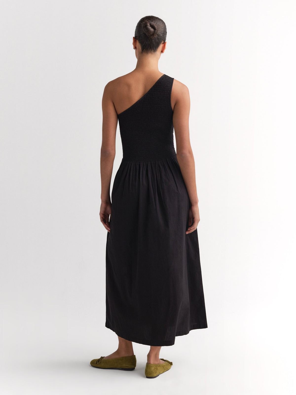 Organic Poplin Asymmetrical Dress-Dress-MATE the Label-JET BLACK-XS-MATE the Label