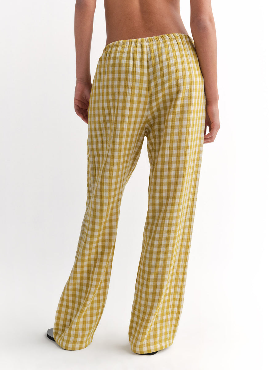 Organic Gauze Gingham Essential Pant-Pant-MATE the Label-GOLDEN GINGHAM-XS-MATE the Label