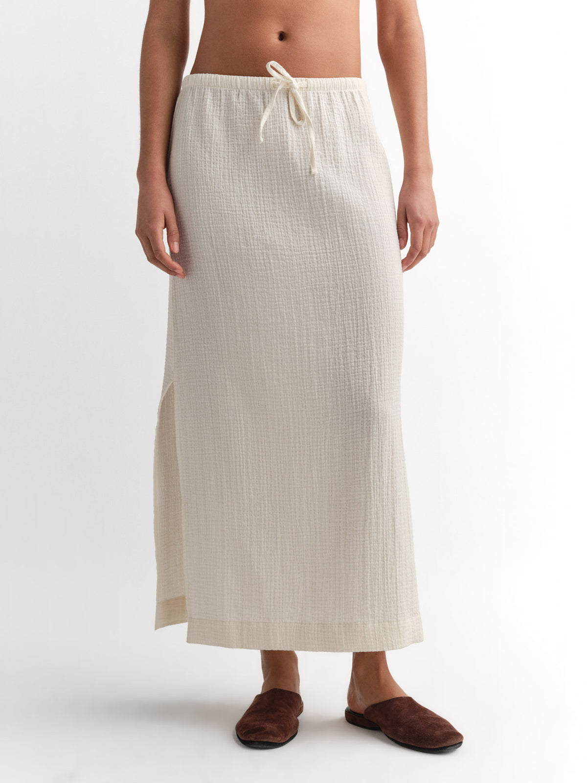Organic Gauze Midi Skirt-Skirts-MATE the Label-BONE-XS-MATE the Label
