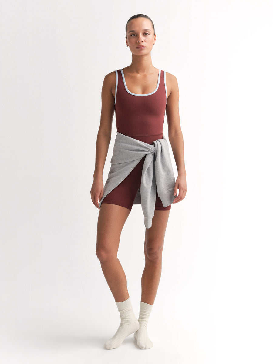Organic Stretch Contrast Unitard-Active-MATE the Label-CHESTNUT COVE-XS-MATE the Label