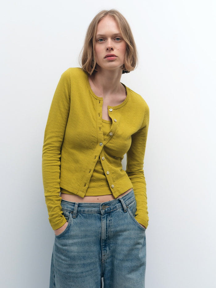 Organic Pointelle Cardigan - [variant_title] - MATE the Label