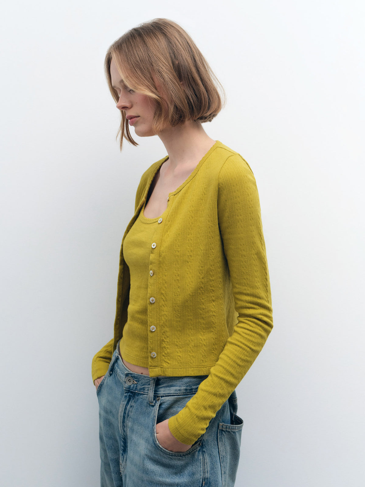 Organic Pointelle Cardigan - [variant_title] - MATE the Label