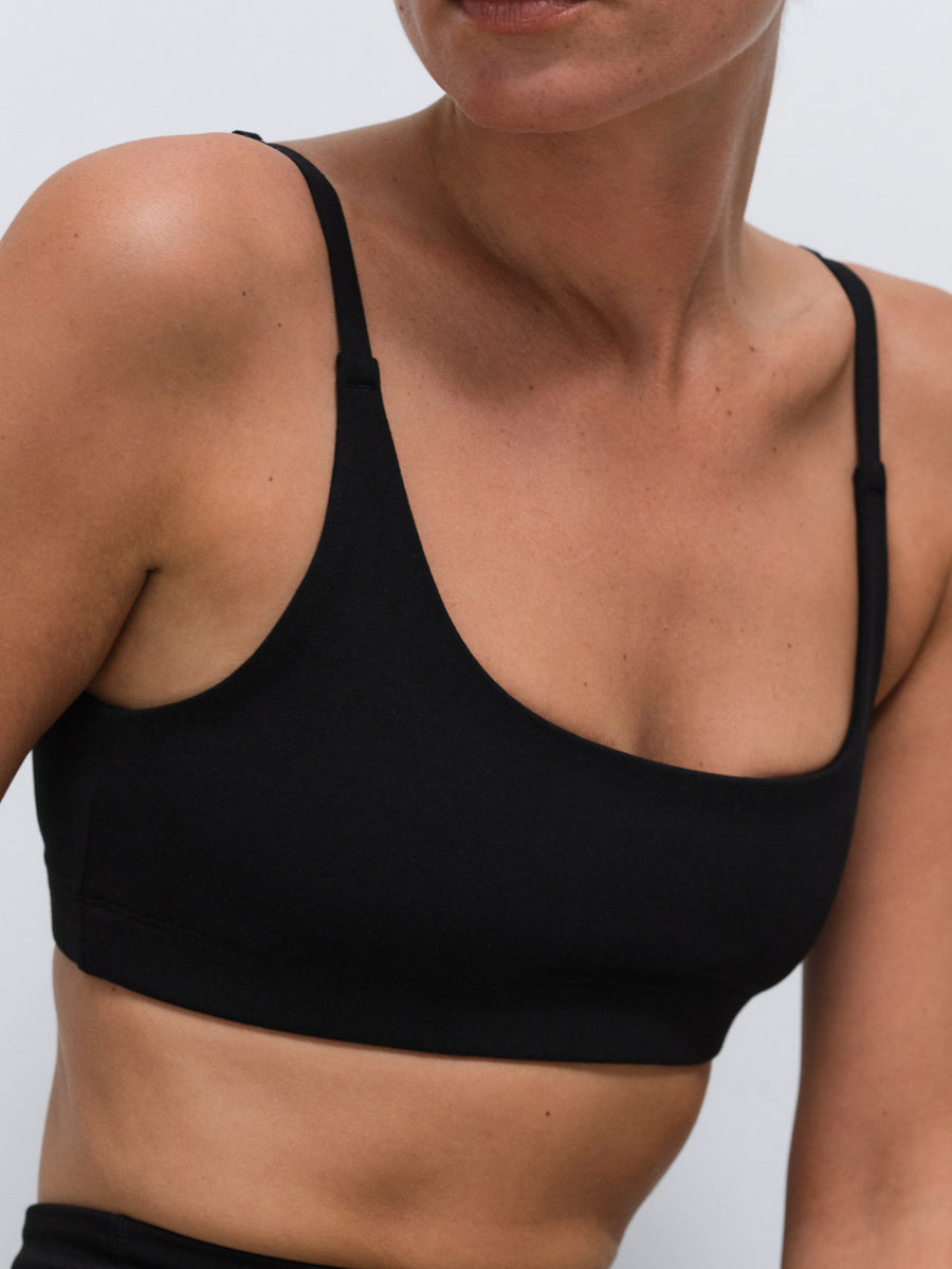 Organic Stretch Scoop Bra Full Length Legging in Jet Black — product photo
