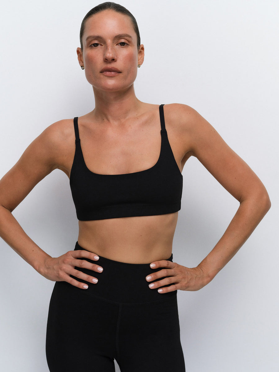 Organic Stretch Scoop Bra Full Length Legging in Jet Black — product photo