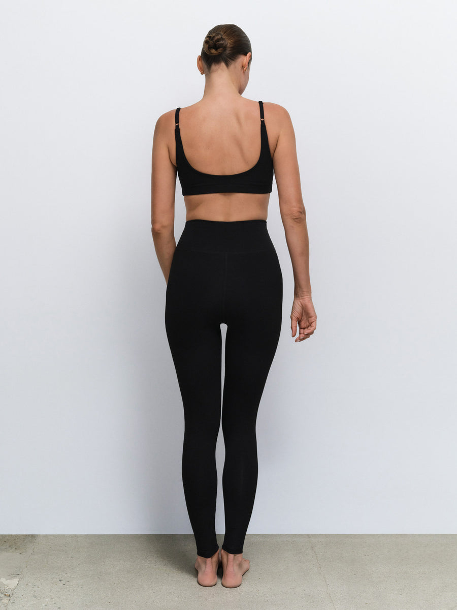 Organic Stretch Scoop Bra Full Length Legging in Jet Black — product photo